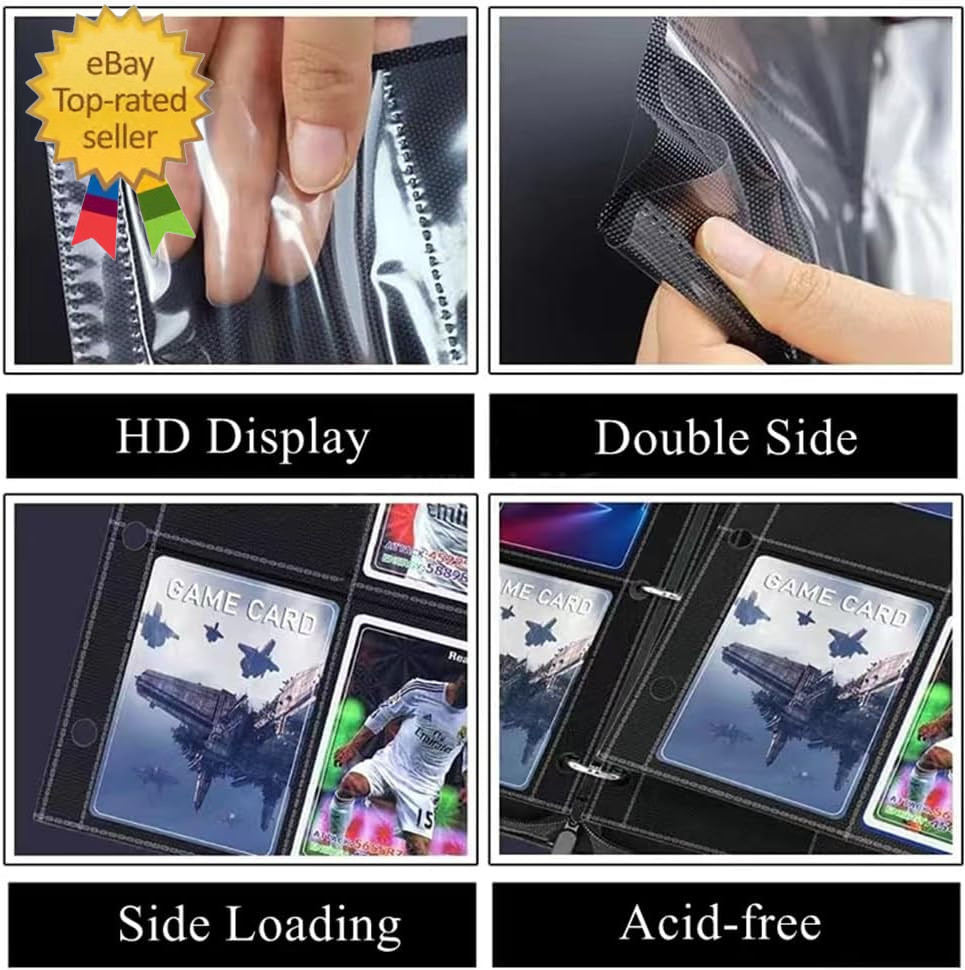 1800 Pockets Trading Card Sleeves Pages, Double-Sided Card Sleeves Binder Sheets