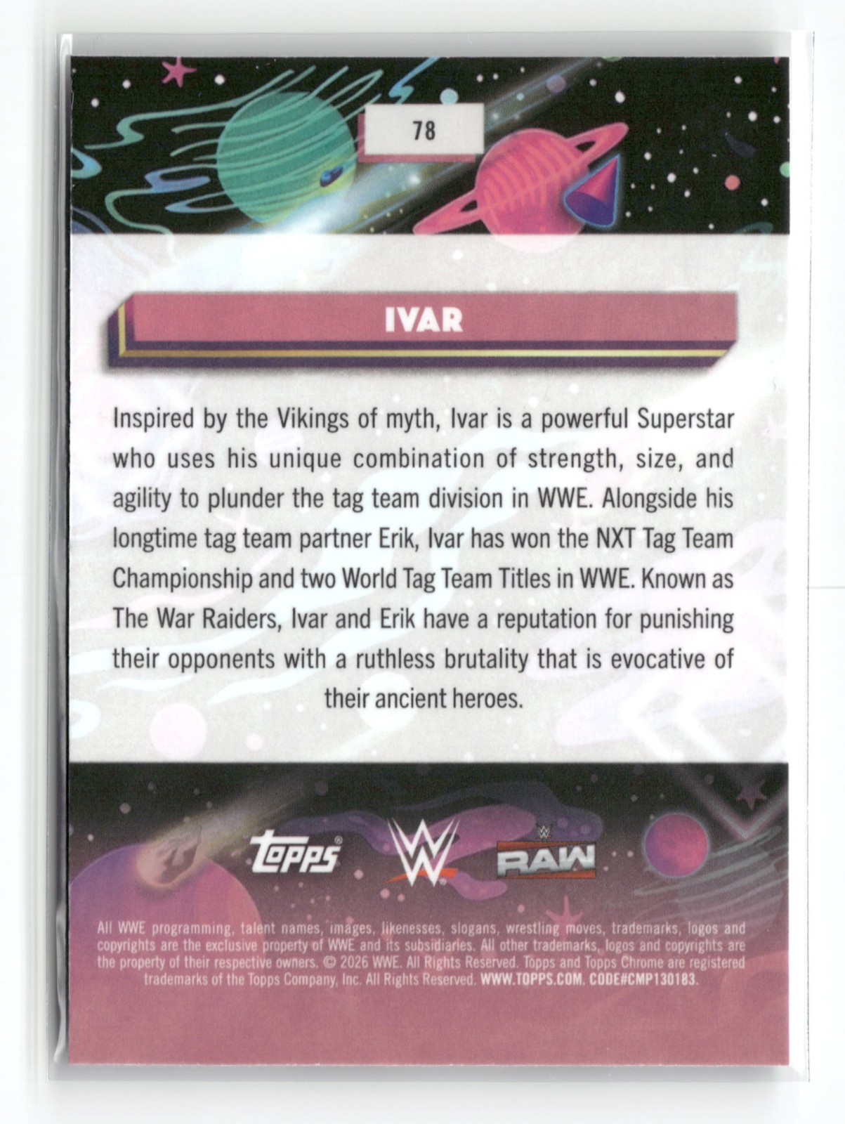 2026 Topps Cosmic Chrome WWE Wrestling Ivar #78 Nucleus Refractor