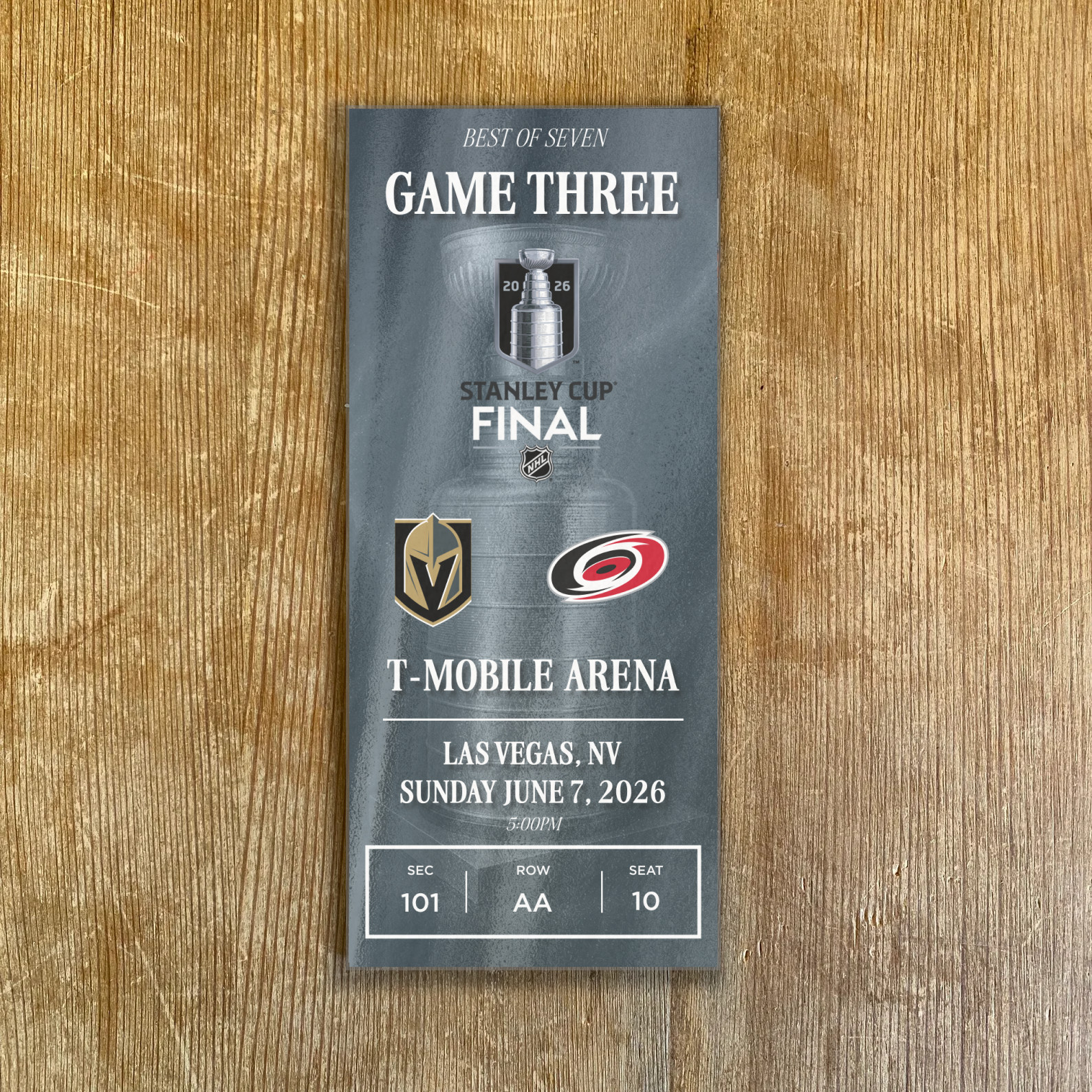 2026 STANLEY CUP Hurricanes vs Knights Replica Customizable Ticket Stub Any Seat