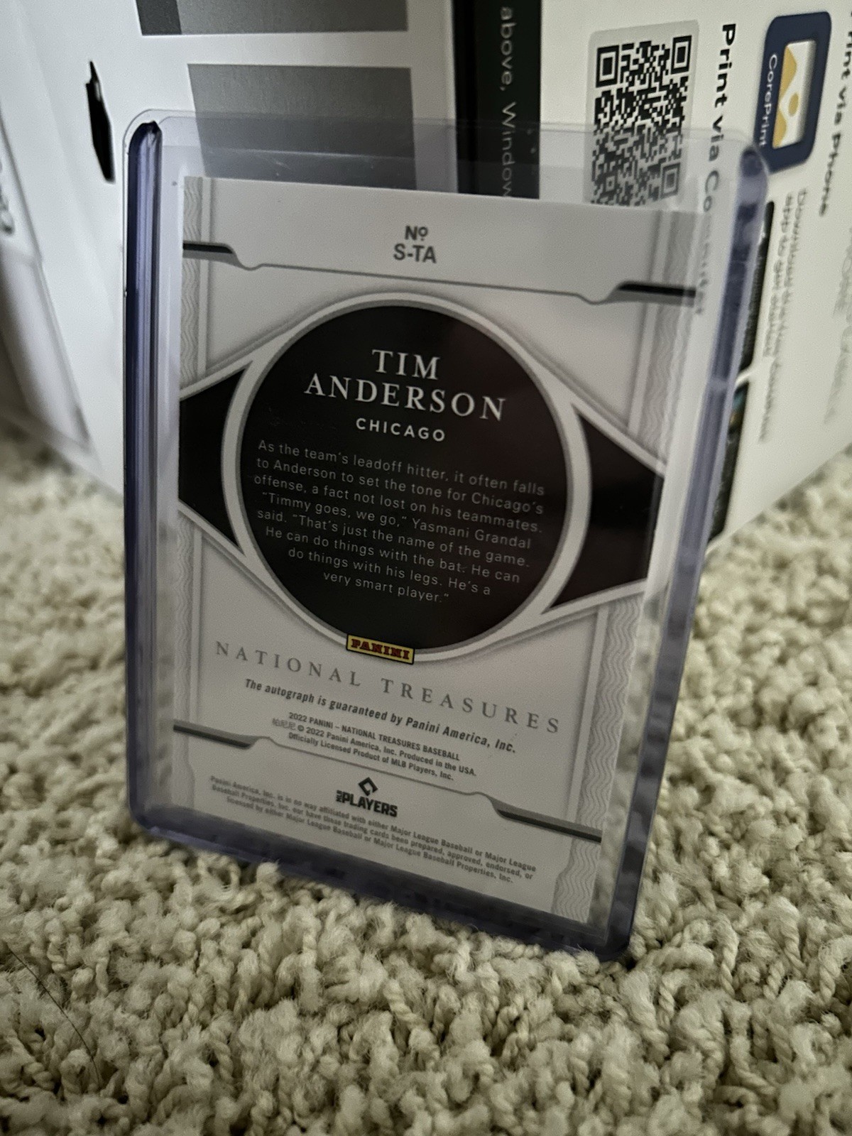 Panini National Treasures 2022 Signatures Tim Anderson Holo Gold Auto /25