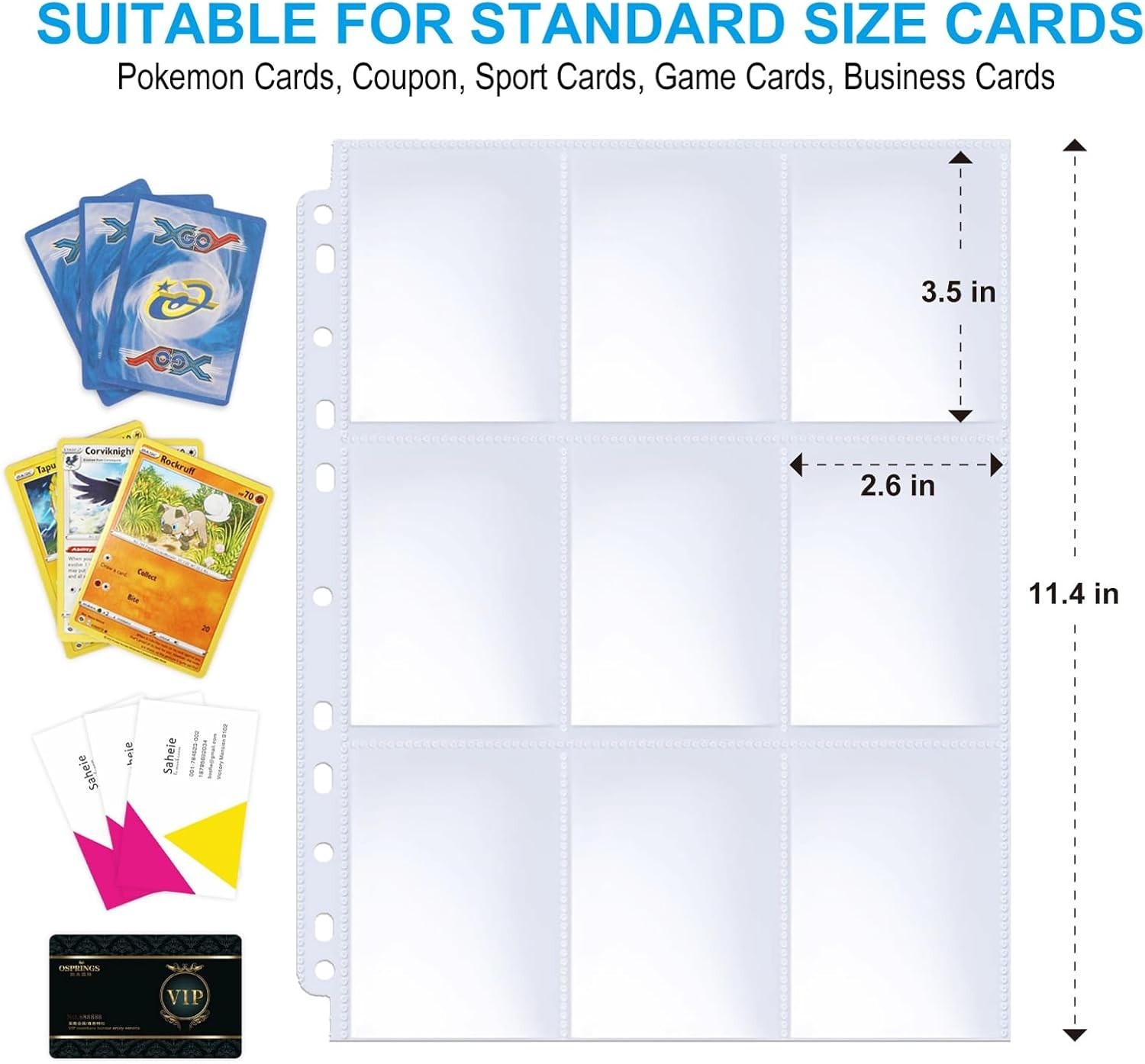 540 Pockets Double-Sided Trading Card Pages Sleeves 9-Pocket Clear Plastic Ga…