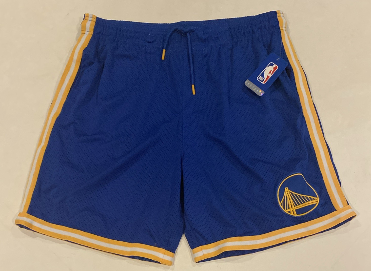 Golden State Warriors Basketball Shorts Mens XL Retro NBA Mesh Shorts Royal Gold
