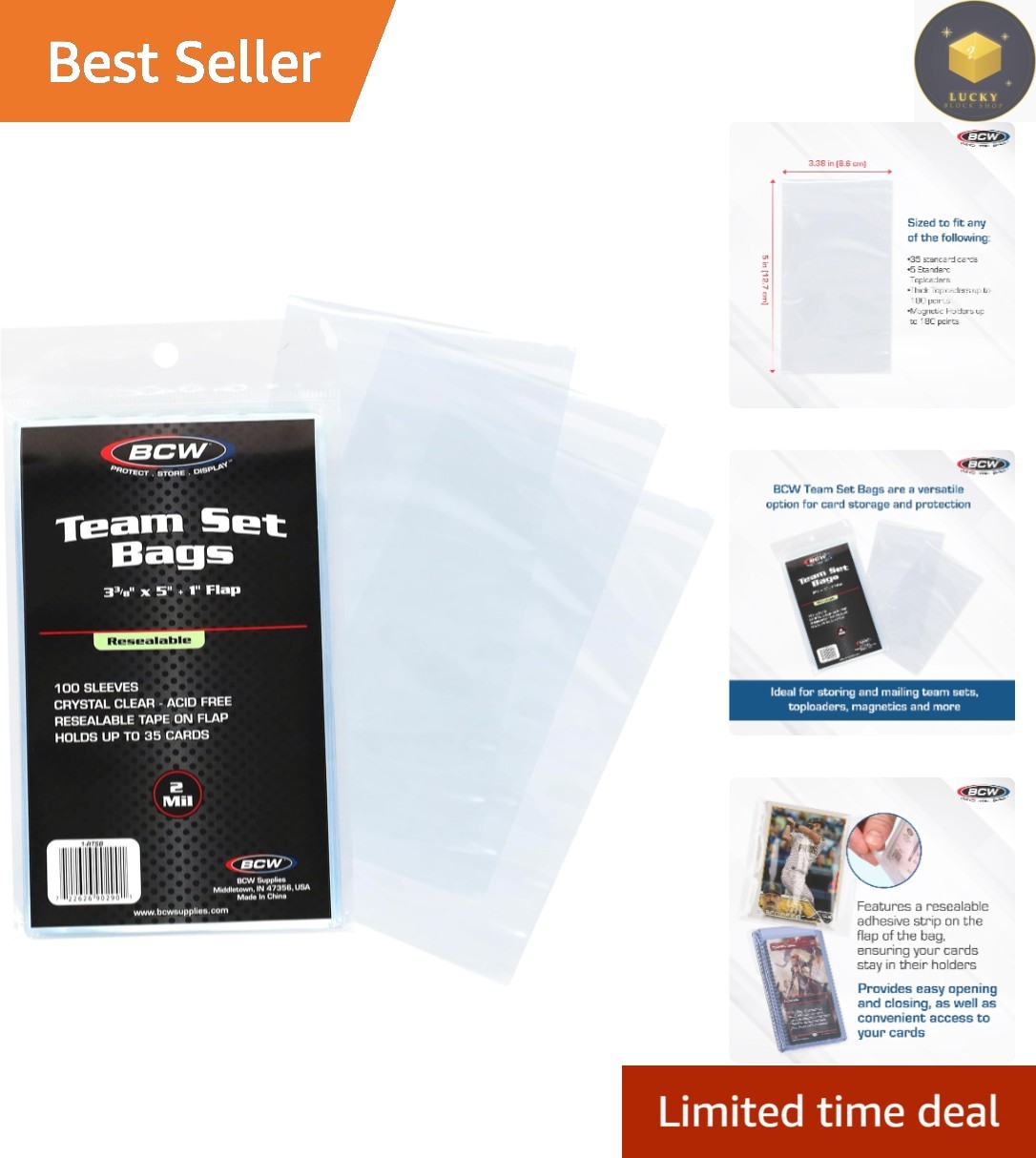 Secure Resealable Team Bags for Trading Cards – 100 Count, Lightweight Design
