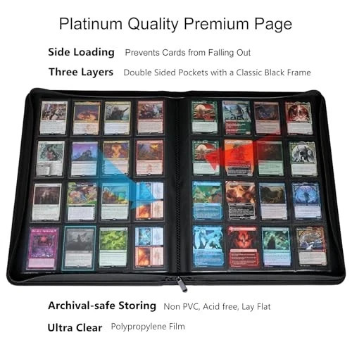 16 Pocket 1024 Card Binder, Large Ringless Side Loading Pockets Trading Card