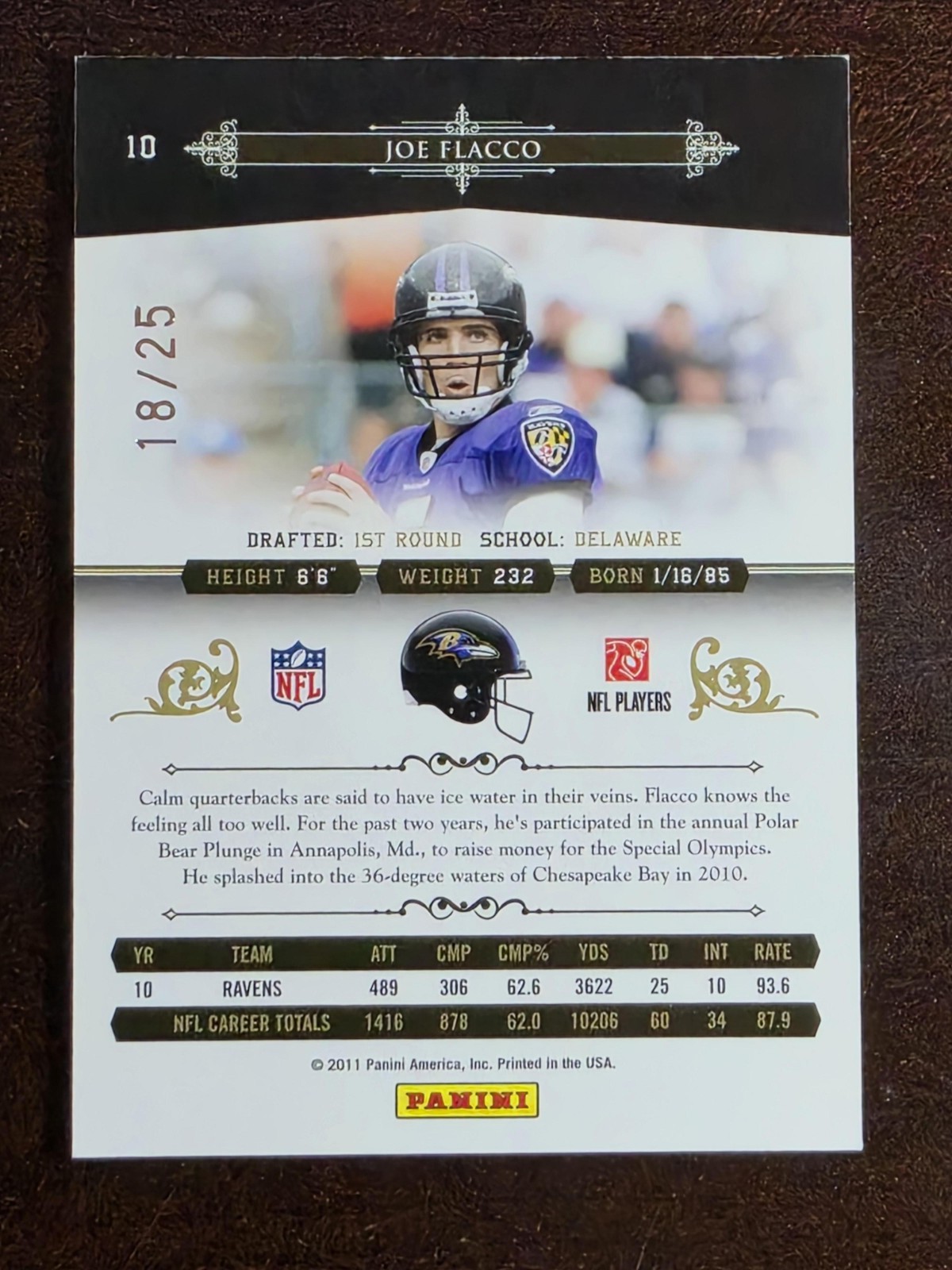 2010 Playoff National Treasures Joe Flacco #10 Century Silver #/25 Ravens