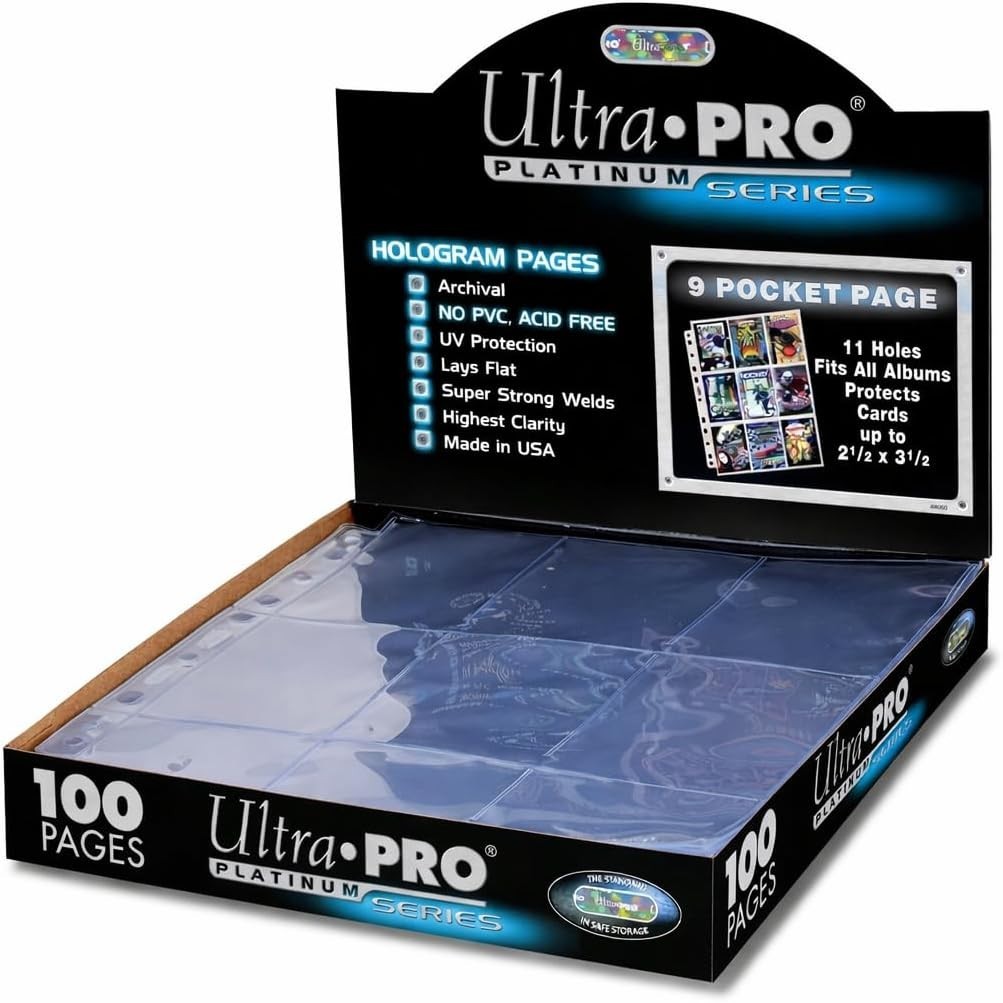 Trading Card Pages Plastic 9 Pocket 100ct Binder Sleeves Protect Storage