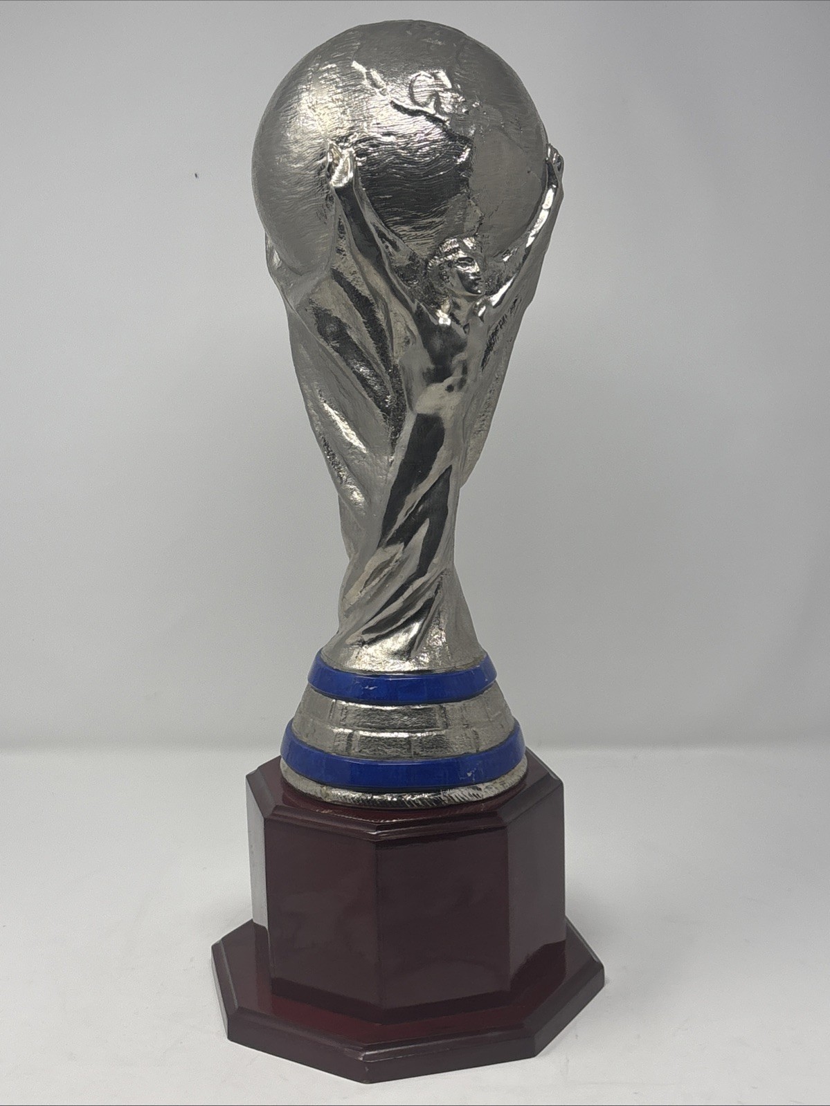 Cool Silver Tone Metal FIFA World Cup Replica Trophy On Custom Pedestal 17” High