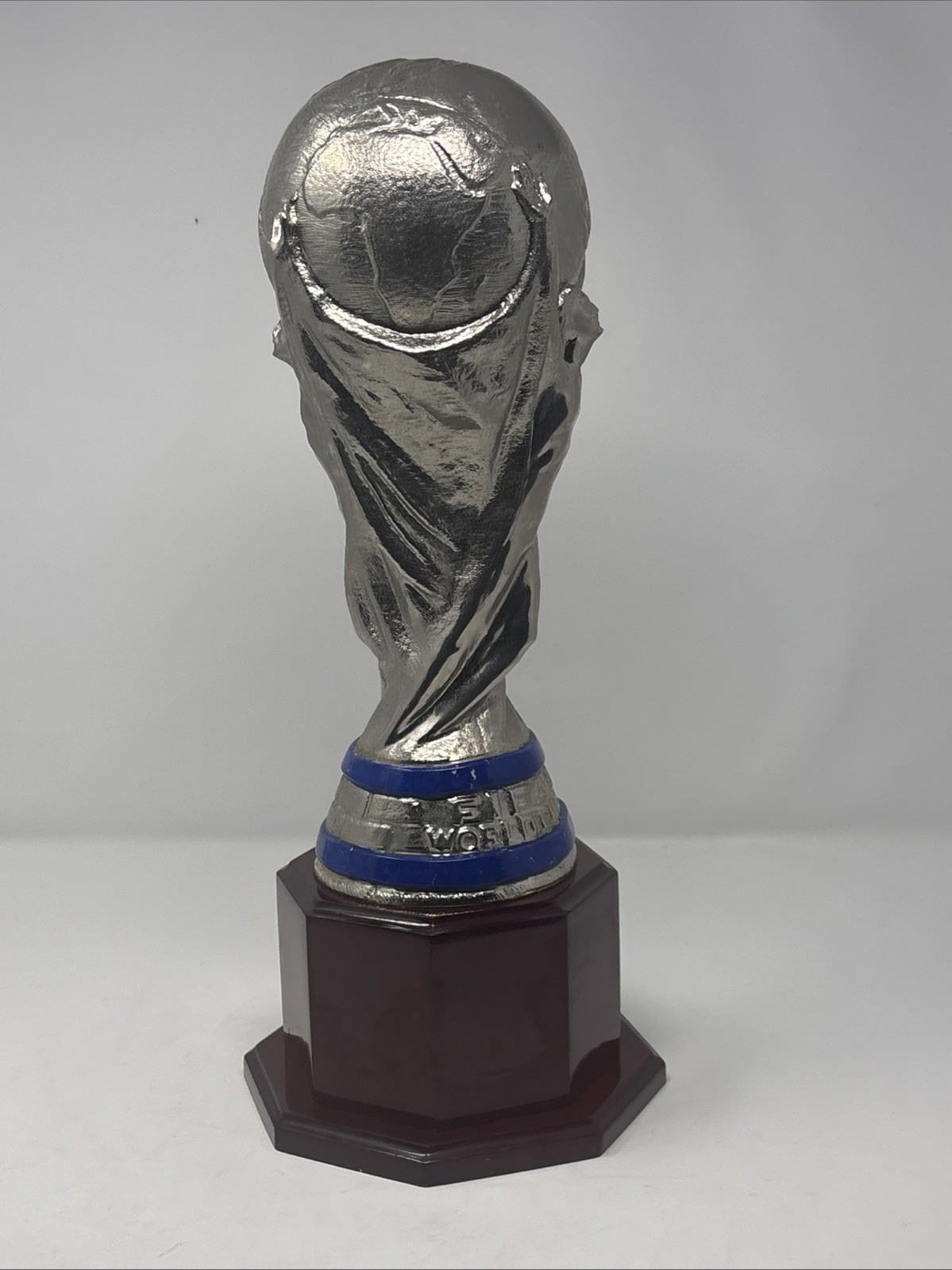 Cool Silver Tone Metal FIFA World Cup Replica Trophy On Custom Pedestal 17” High