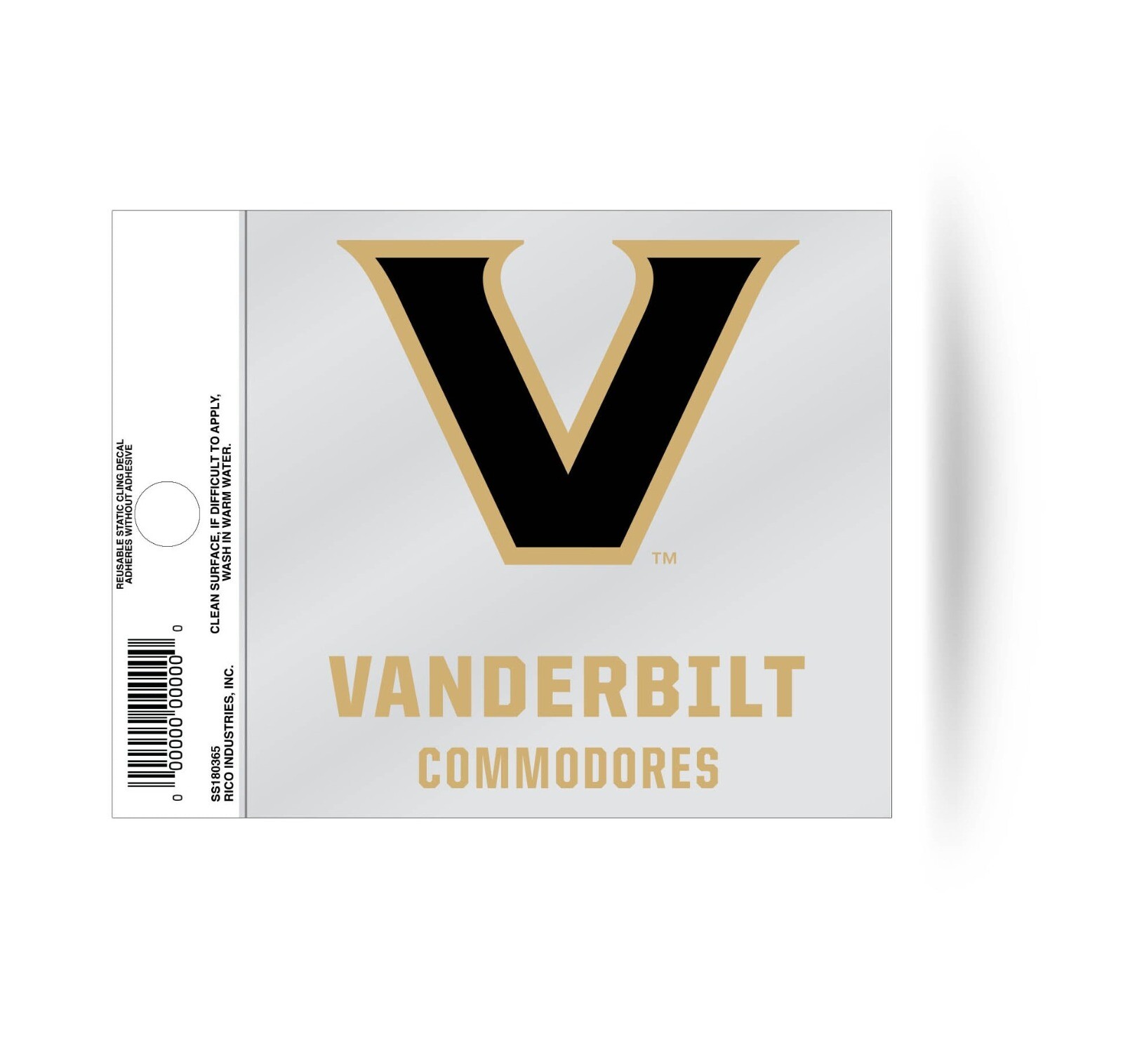 Vanderbilt Commodores Static Cling Sticker NEW!! Window or Car! NCAA 3×4 Inches