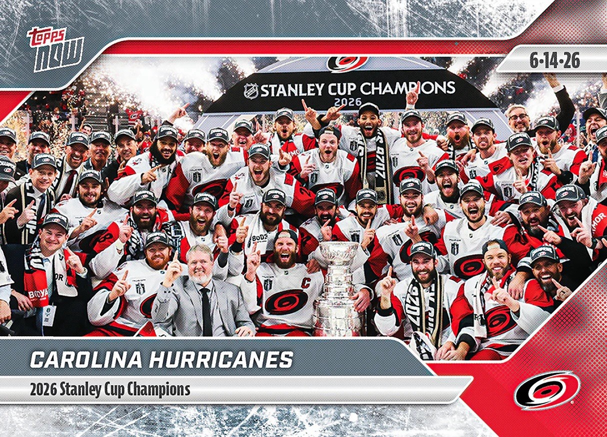 2025-26 NHL TOPPS NOW® Sticker #204 🏒 Carolina Hurricanes 🌀Stanley Cup Champs