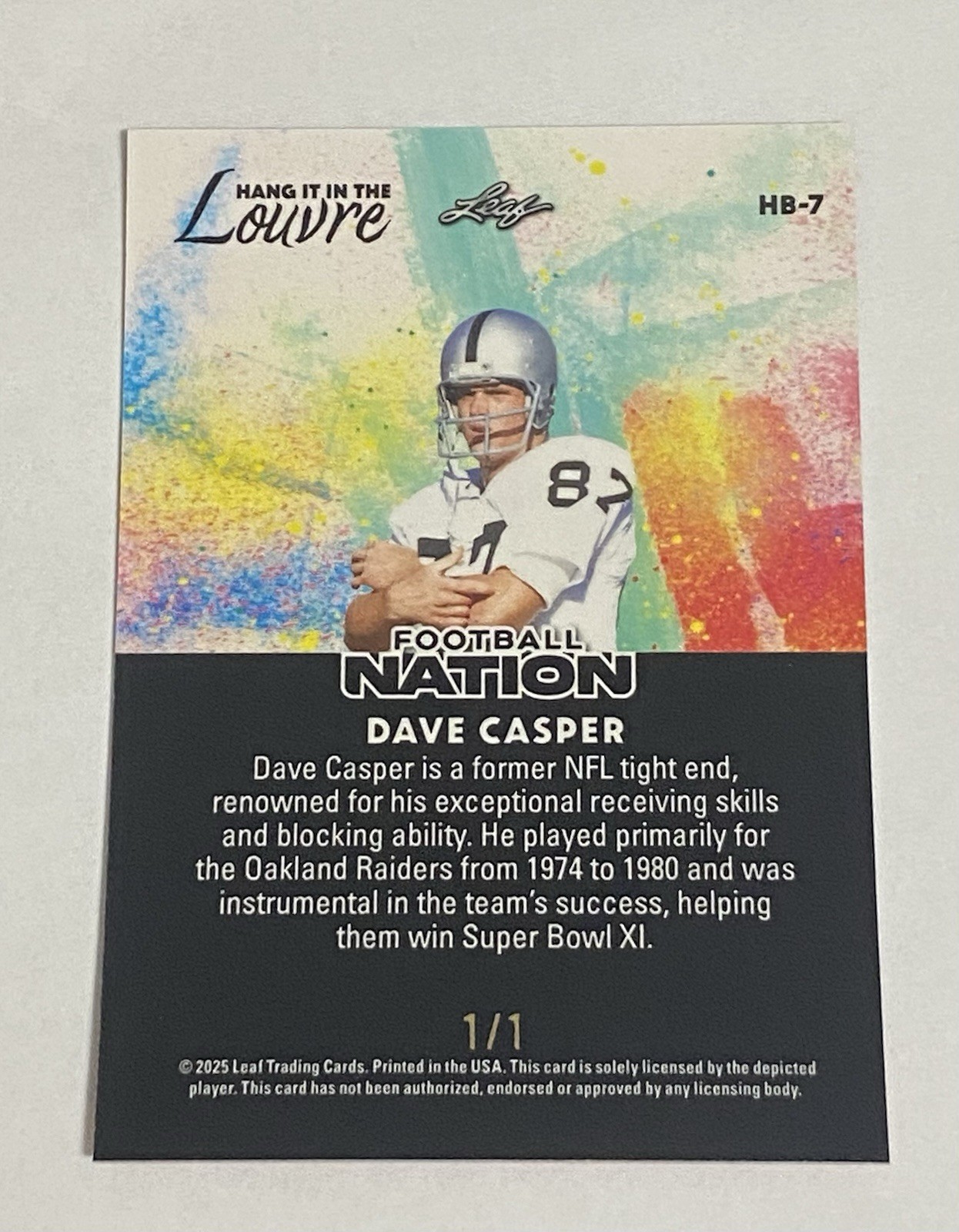 2025 Leaf Nation Dave Casper Hang It In The Louvre Orange #1/1 🔥