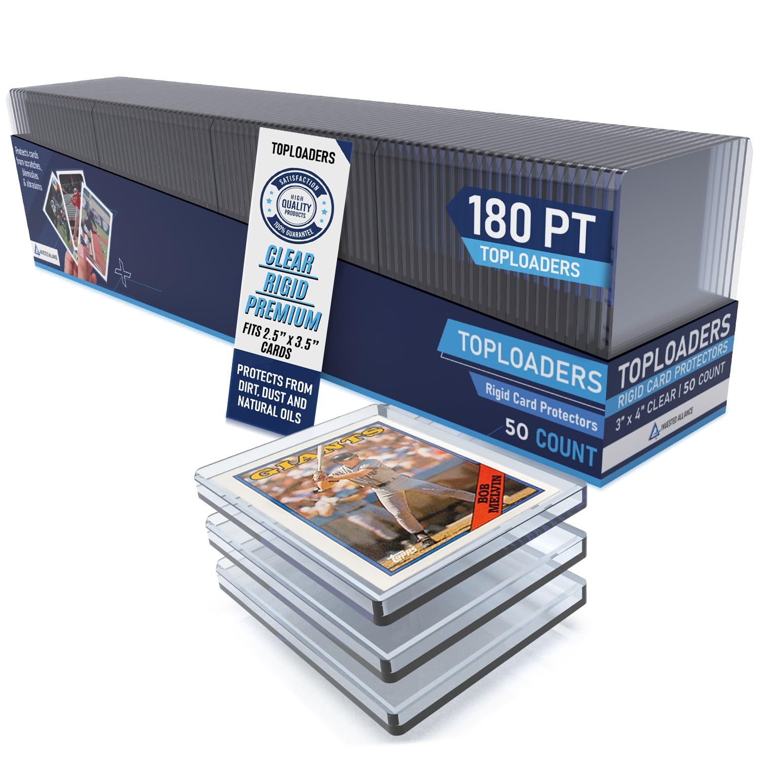 Premium Seamless 180PT – 50 Count Thick Top Loaders for Cards | Top Loader Card