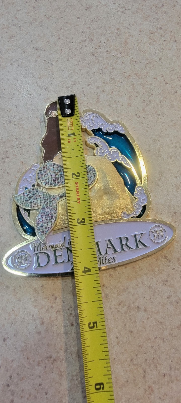 Yes.Fit ” MERMAID in DENMARK ” – 22.2 miles Virtual Marathon Medal – NO RIBBON