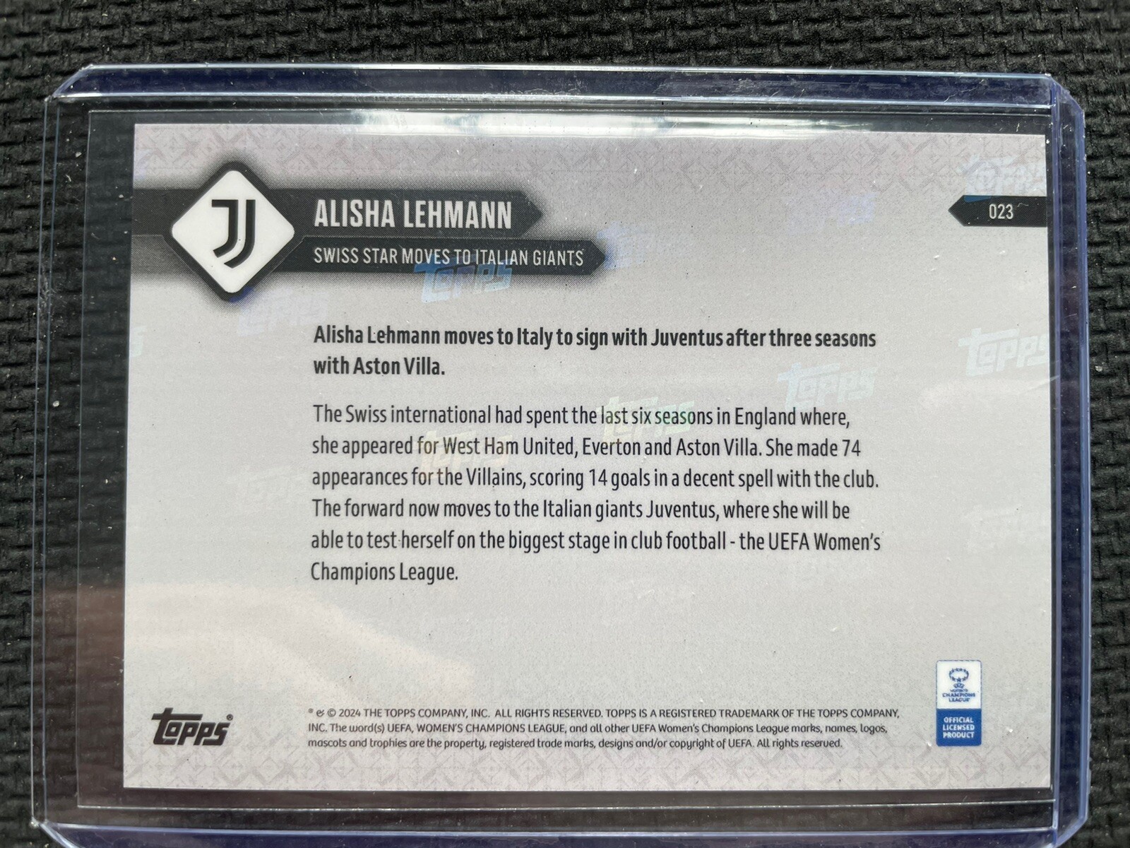 2024 Topps NOW Alisha Lehmann UWCL #023 Swiss Star Moves Italian Giants /1414