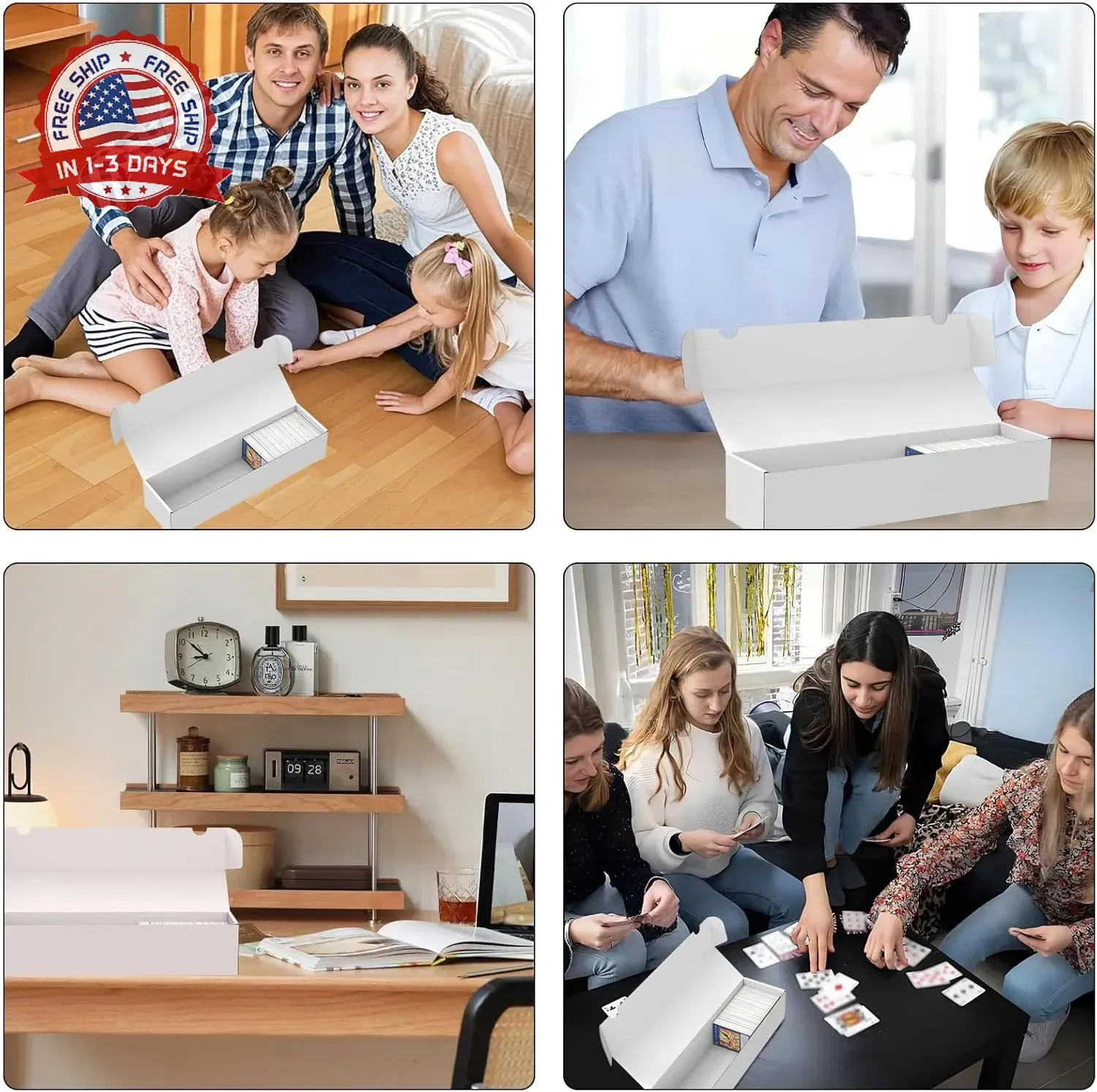 Trading Card Storage Box, 3-Pack 1100 Count White Corrugated Cardboard Bulk Spor