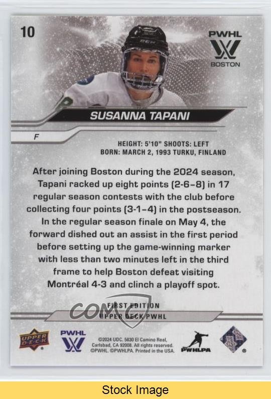 2024 Upper Deck PWHL 1st Edition Purple Susanna Tapani #10 Rookie RC READ 0mf0
