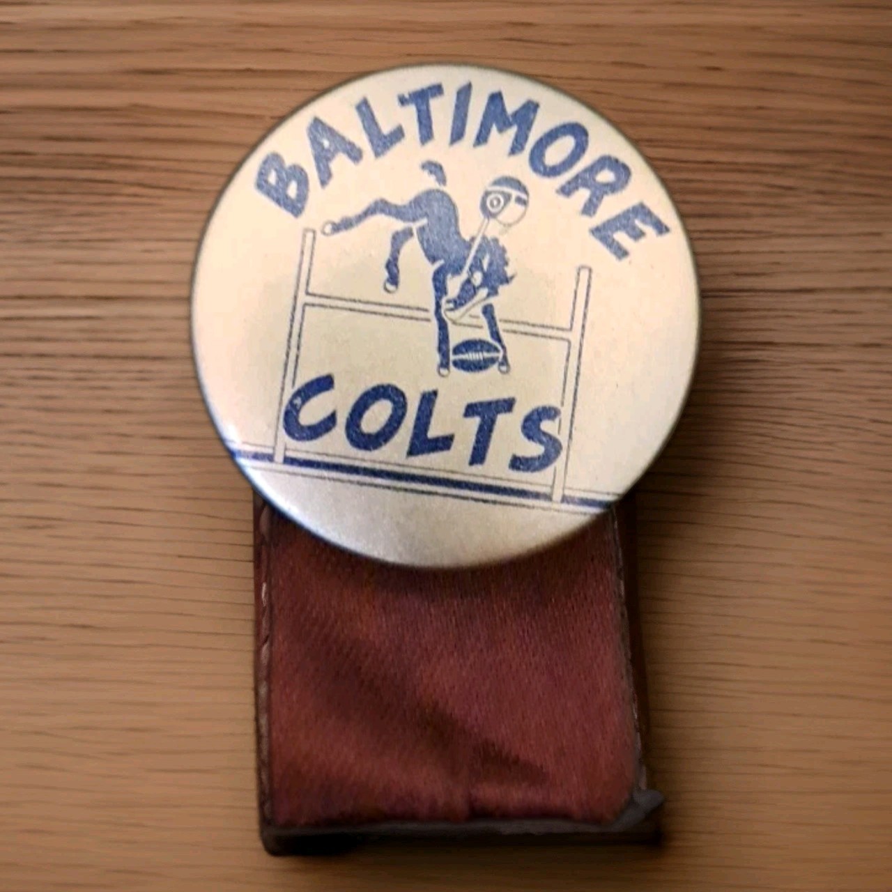 Vintage NFL Baltimore Colts Pin w/ Ribbon 1.25″ 1960’s