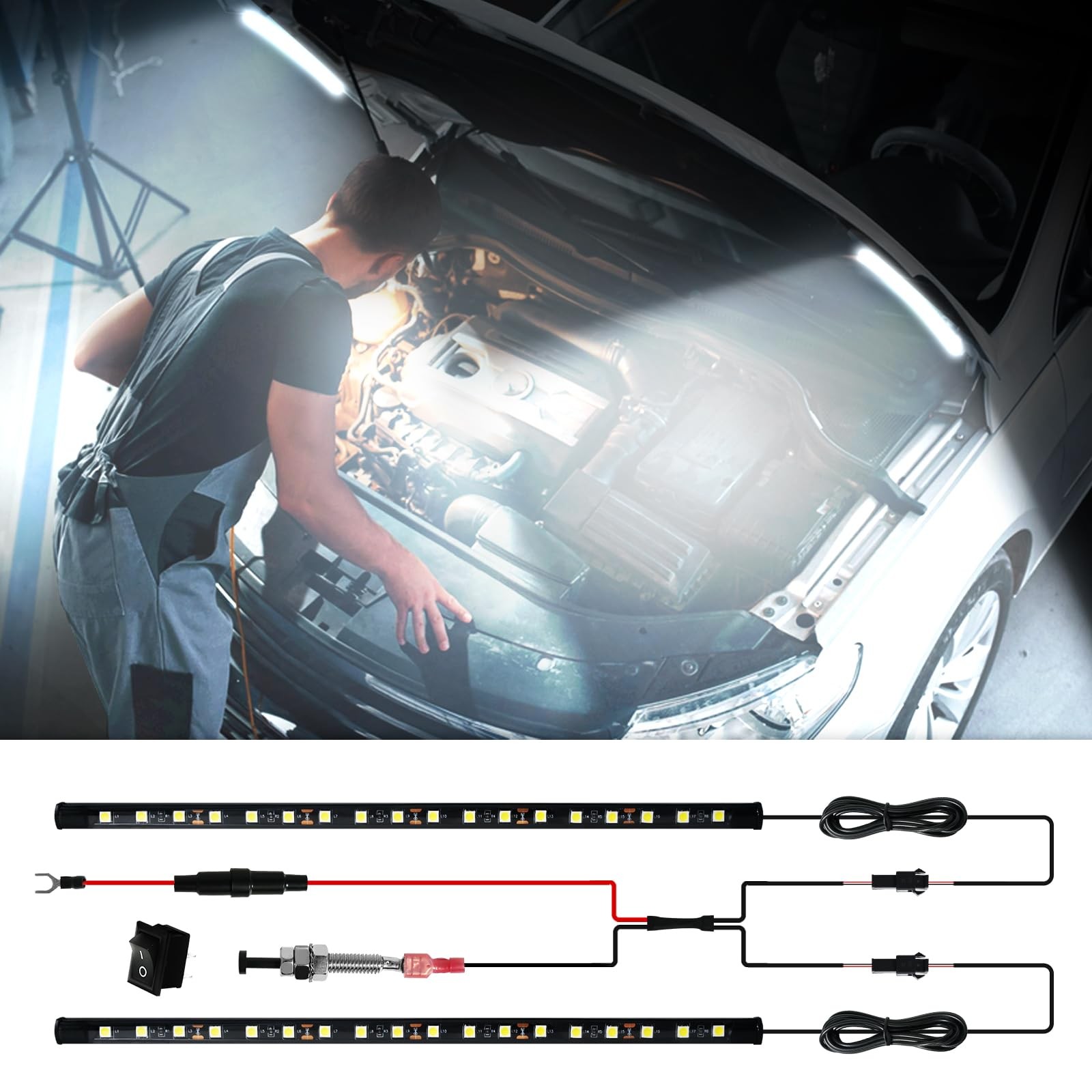 LED Under Hood Light Kit for Car Engine Bay – Universal 12V Auto Illumination