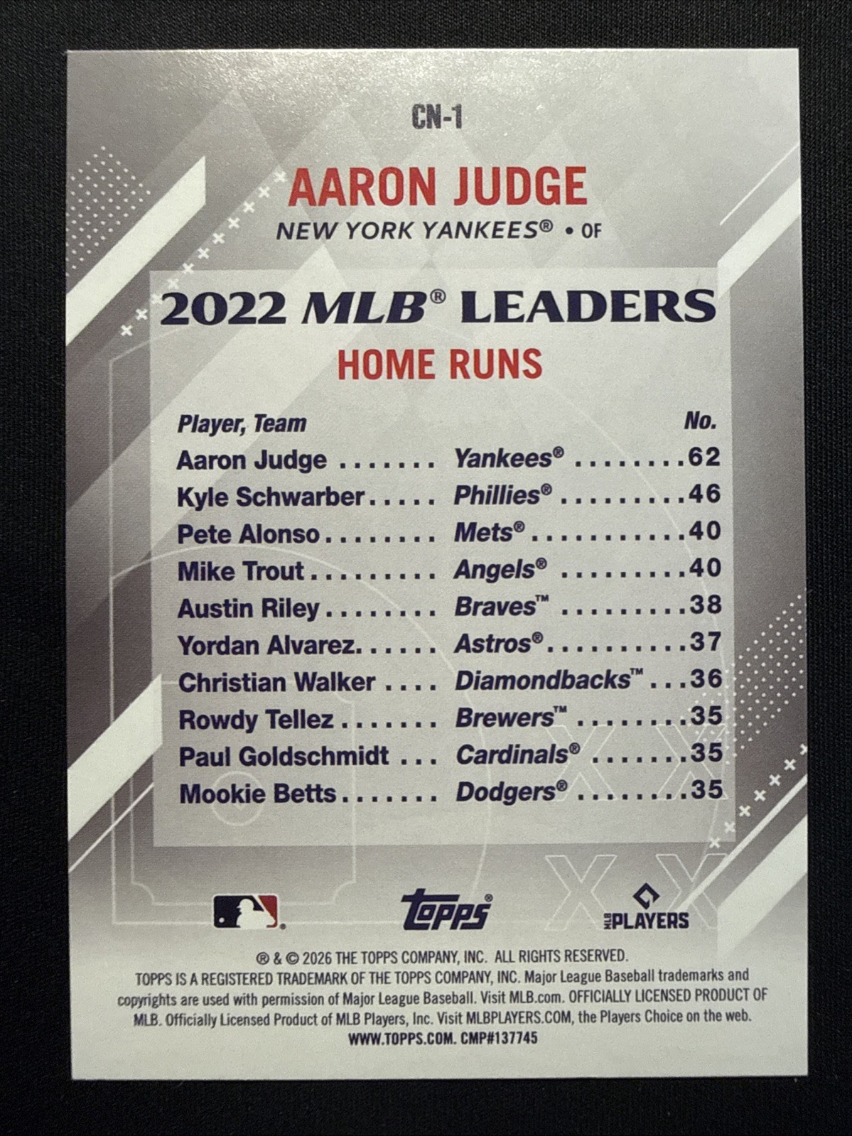 2026 Topps Series 2 Aaron Judge #CN-1 Crooked Numbers NY YANKEES