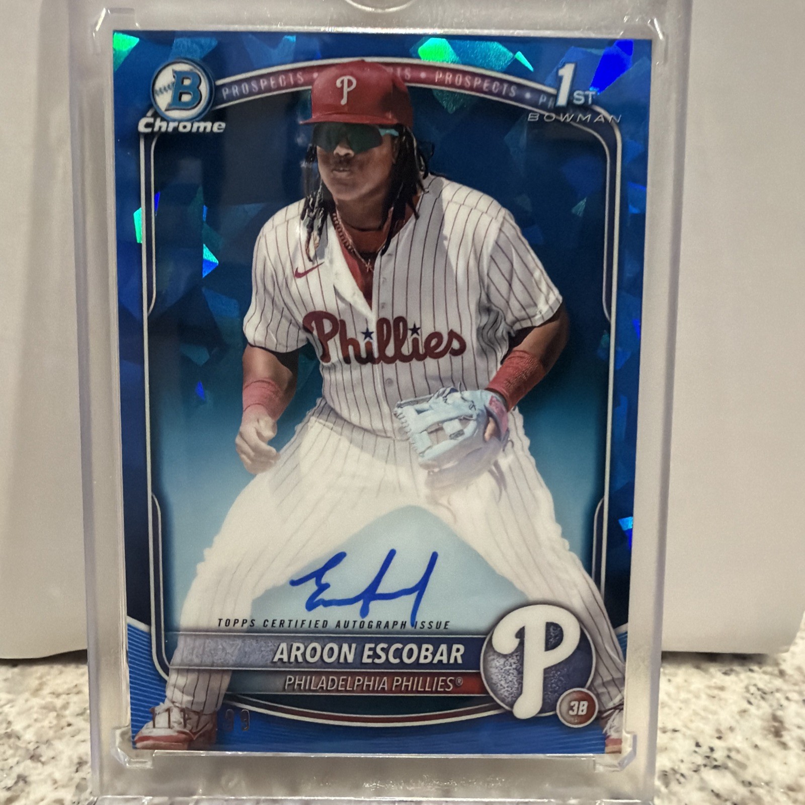 2025 Bowman Chrome 1st Blue Sapphire Auto /199 Aroon Escobar #CPS-AE Phillies