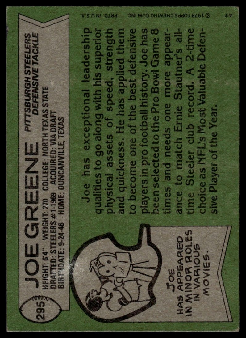 1978 Topps #295 Joe Greene BUY 3 GET 1 FREE
