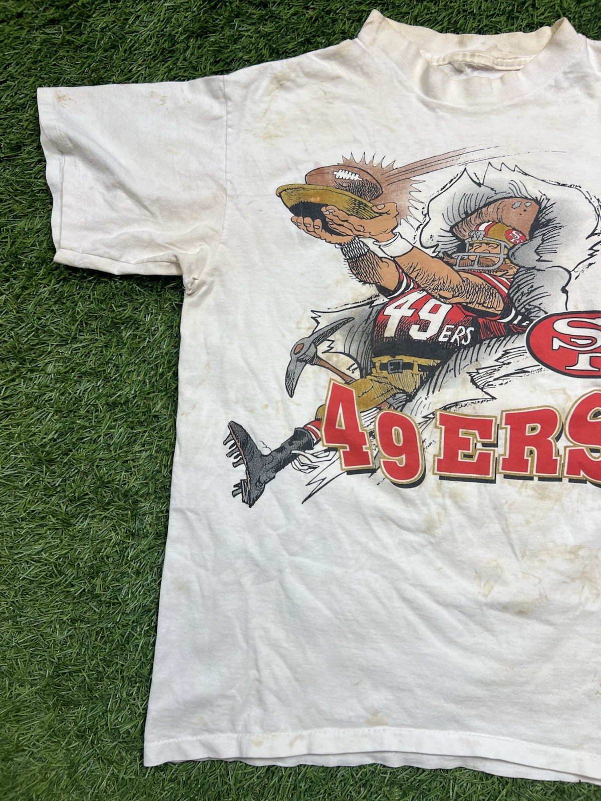 San Francisco 49ers NFL Caricature T-Shirt Men’s M Double Sided Vintage 90s