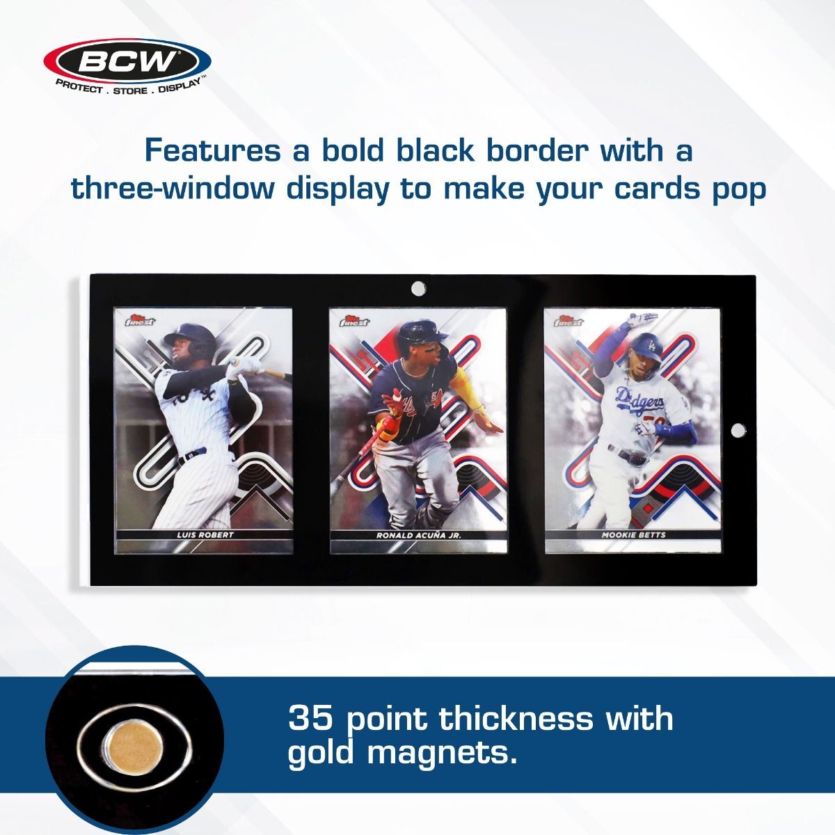 4 BCW Black Border Magnetic 35pt. Standard Sized 3-Card Holders