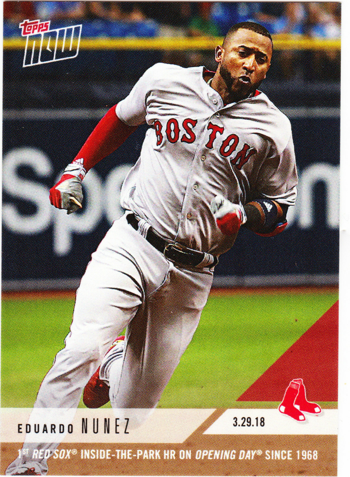 Eduaro Nunez Red Sox 1st Inside the Park HR on Opening Day 3-29-2018 Topps NOW 4