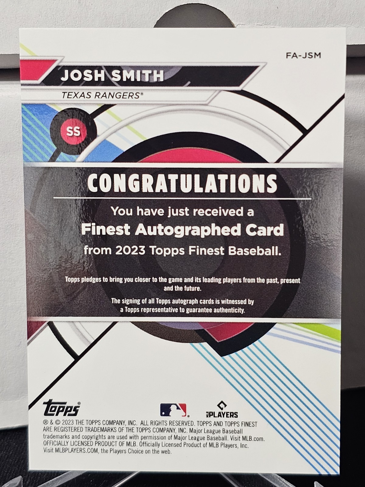 2023 Topps Finest Josh Smith Refractor Auto #FA-JSM