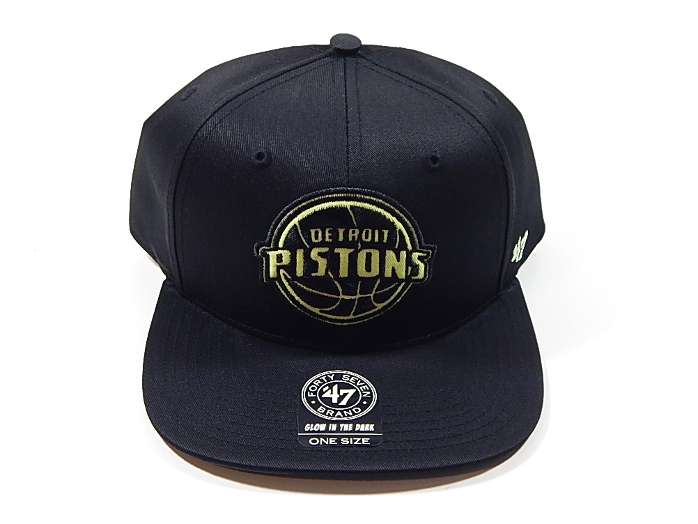 Detroit Pistons Glow In The Dark Logo Black ’47 Brand Snapback Hat Cap New