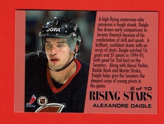 1995-96 Ultra RISING STARS insert # 2 Alexandre Daigle OTTAWA SENATORS