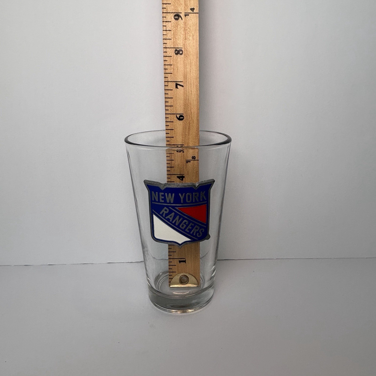 New York Rangers Glass Pint Metal Enameled Logo