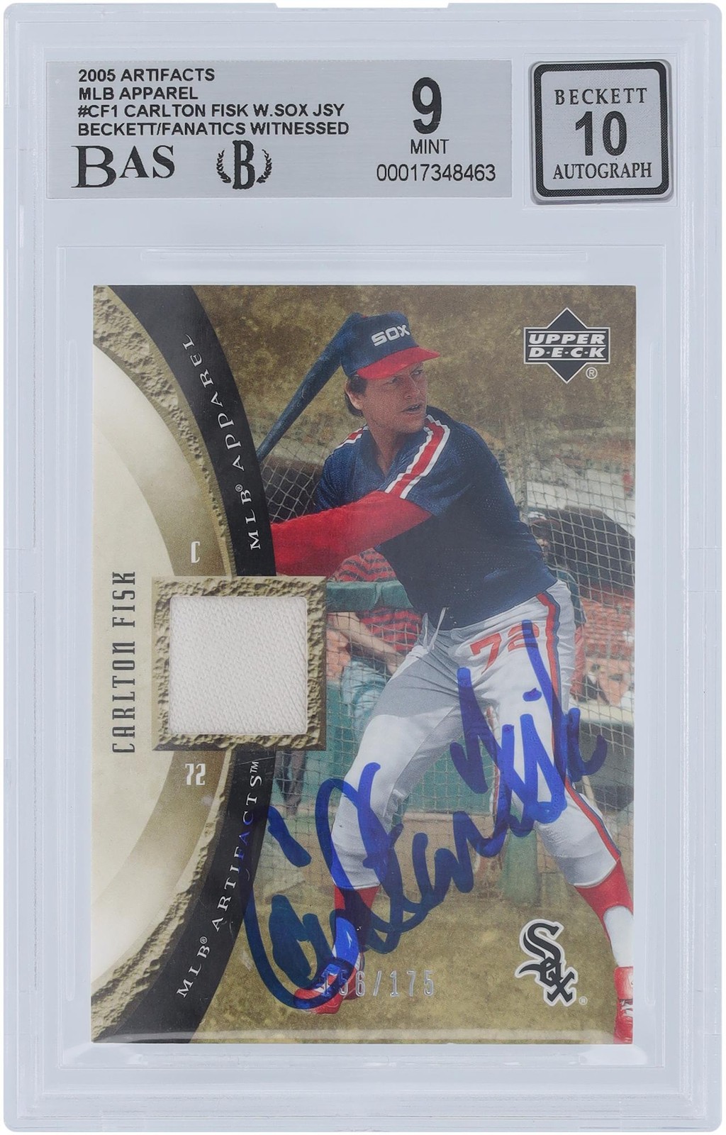Carlton Fisk White Sox Signed 2005 Upper Deck #MLB-CF1 #/175 BAS 9/10 Card