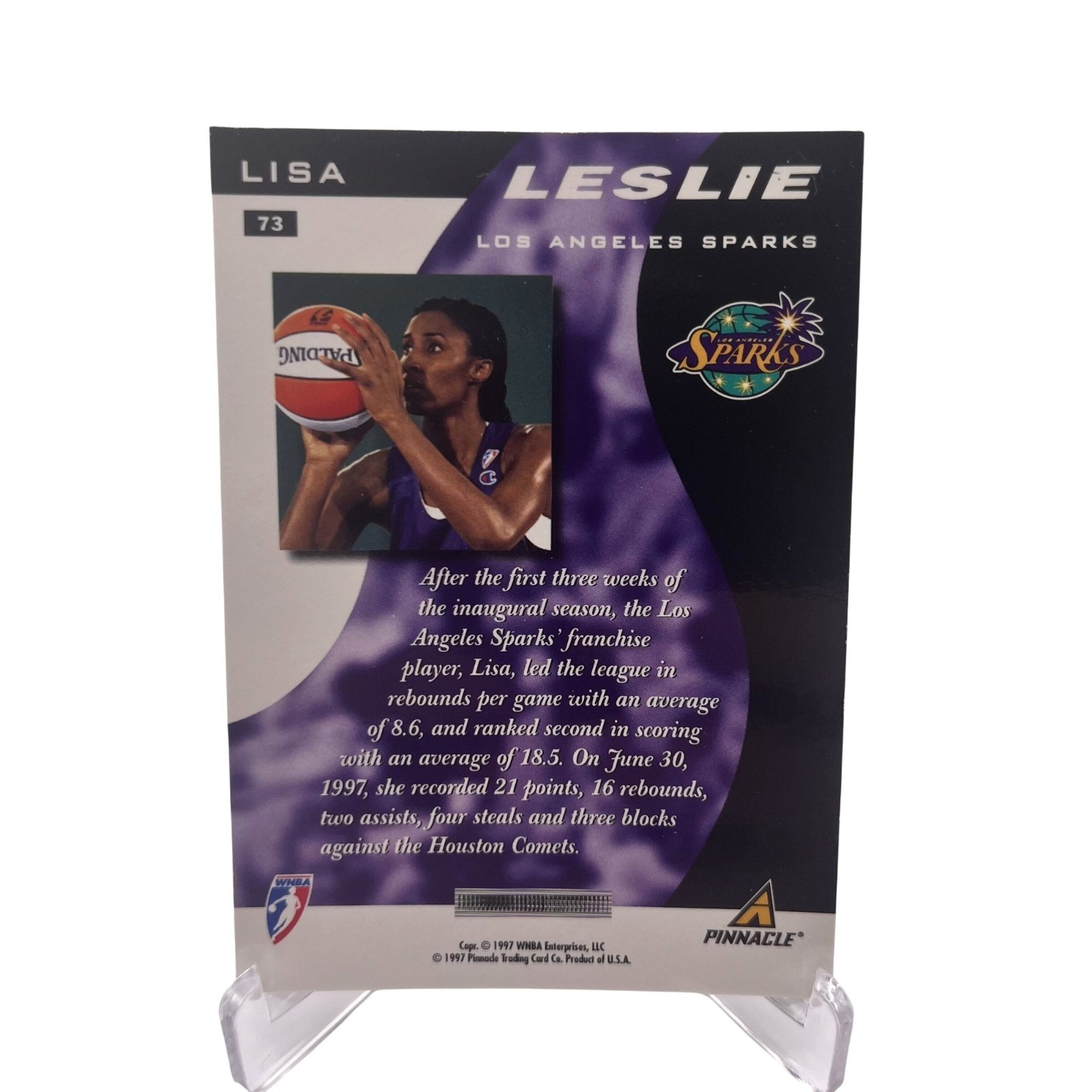 Lisa Leslie 1997 Pinnacle WNBA #73 Los Angeles Sparks Style & Grace