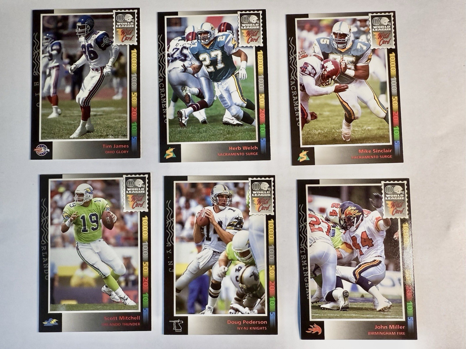 Lot Of 15 World League Football Cards. NM/MN Condition. (1992 AAA Sports)