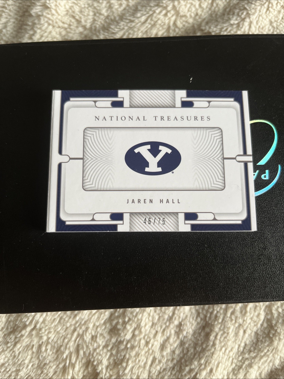 2023 National Treasures Collegiate – JAREN HALL – RPA Booklet Blue Foil #/75 BYU