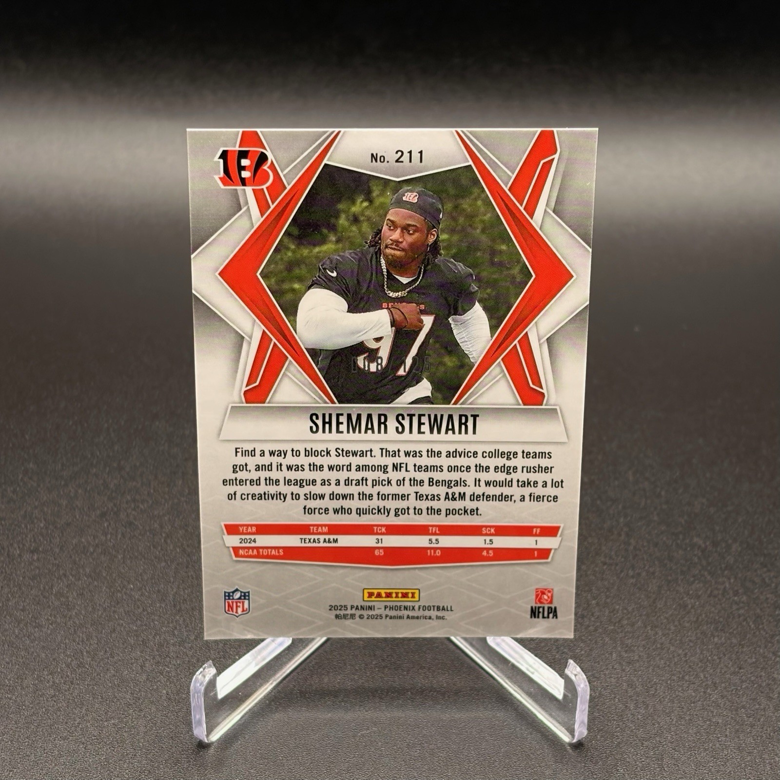 2025 Panini Phoenix – Rookies Shemar Stewart #211 Yellow Lava /125 (RC) 6.26