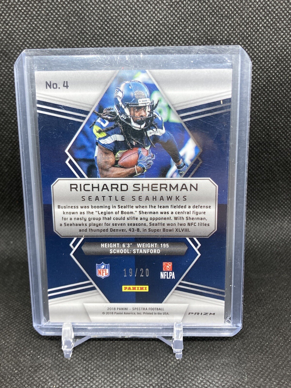 2018 Panini Spectra Neon Pink Prizm /20 Richard Sherman (49ers) #4.2