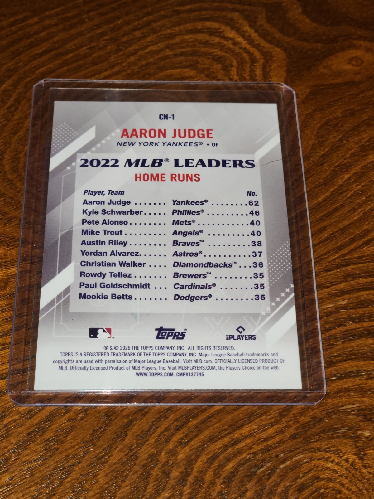 2026 Topps Series 2 Aaron Judge Crooked Numbers 62 HRS #CN-1 Yankees