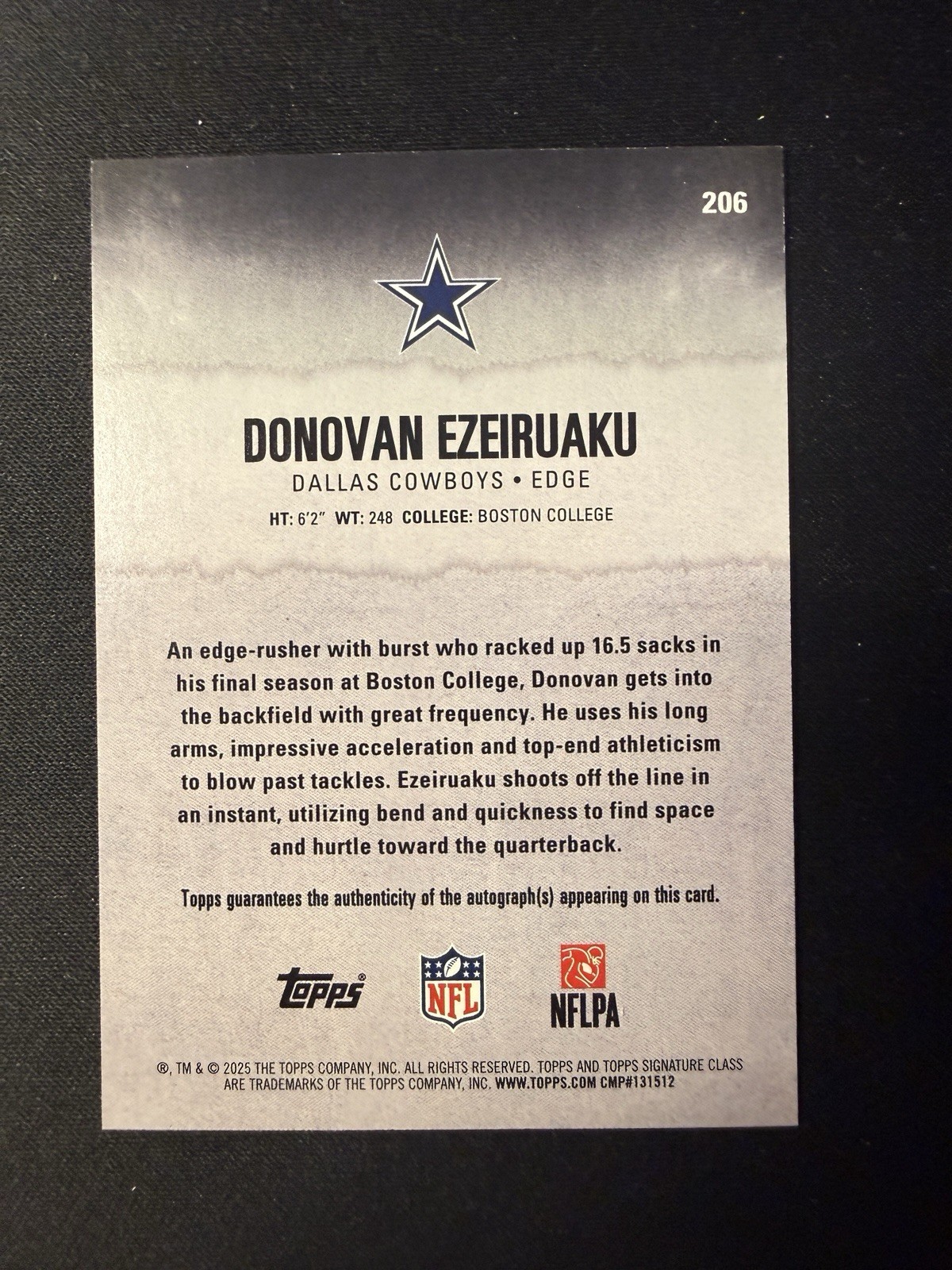 2025 Topps Signature Class Donovan Ezeiruaku Rookie Auto RC Green Foil #/150