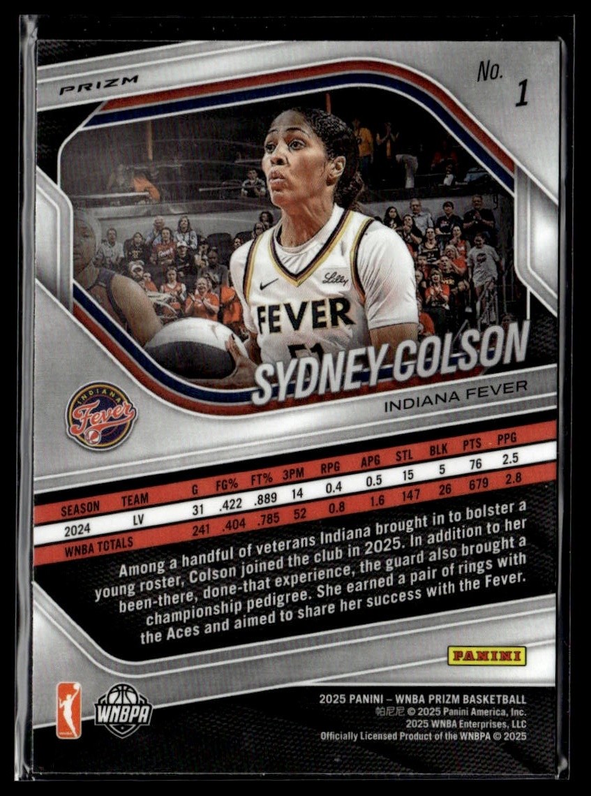 2025 Panini Prizm WNBA #1 Sydney Colson Ice Prizms