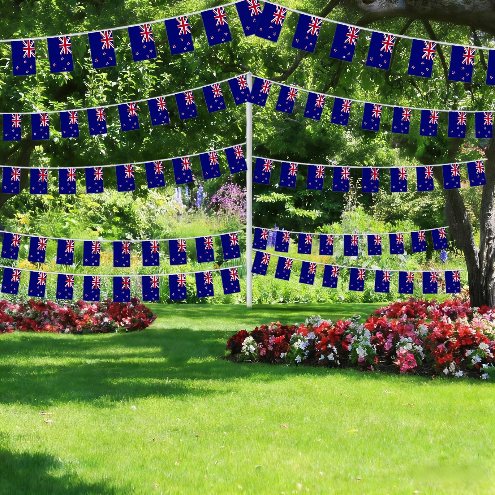 AhfuLife 33 Ft New Zealand String Flags 5.51×8.26 in-30 Pcs,