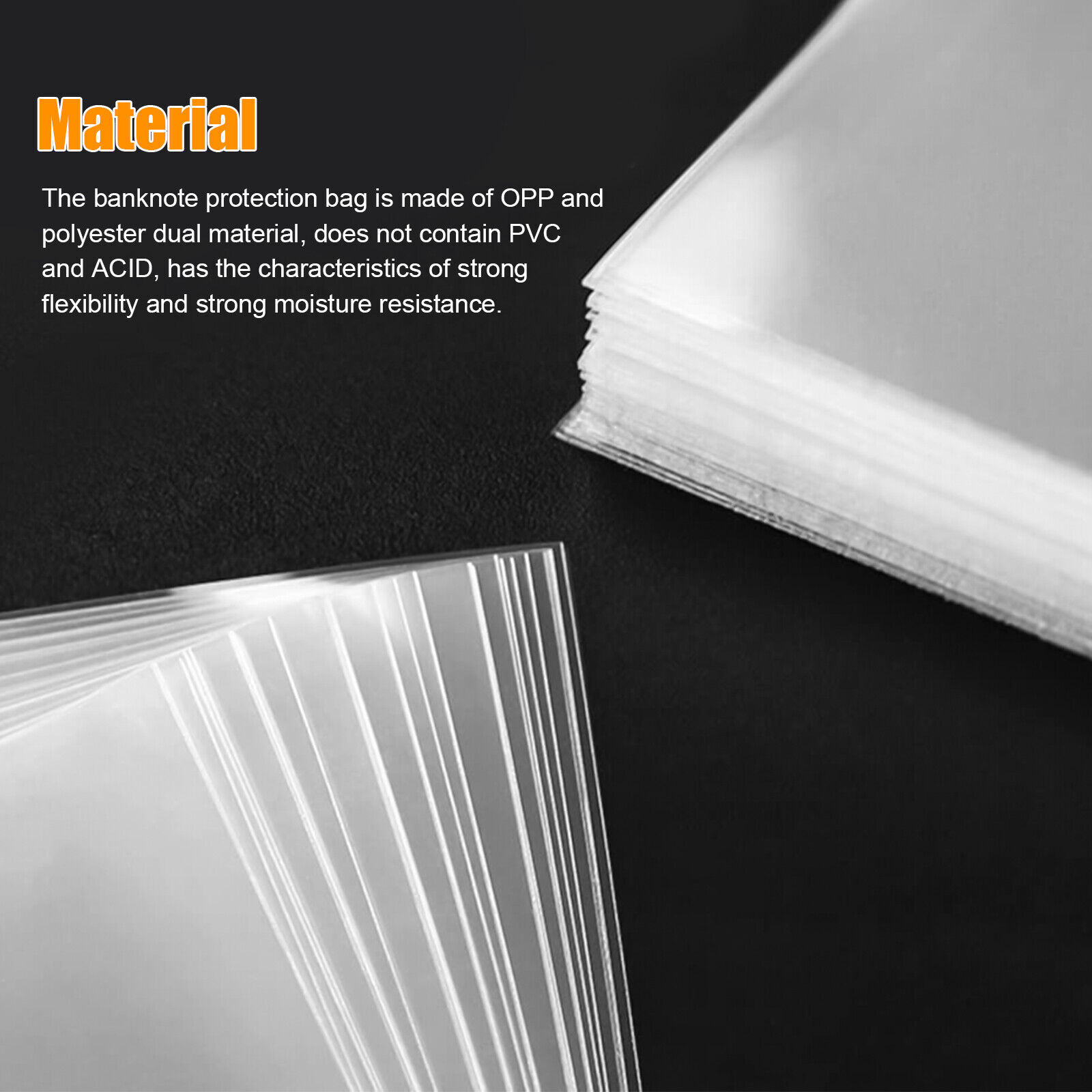 200-1000pcs Money Bag Storage Protect Currency Banknotes Clear Soft Sleeves
