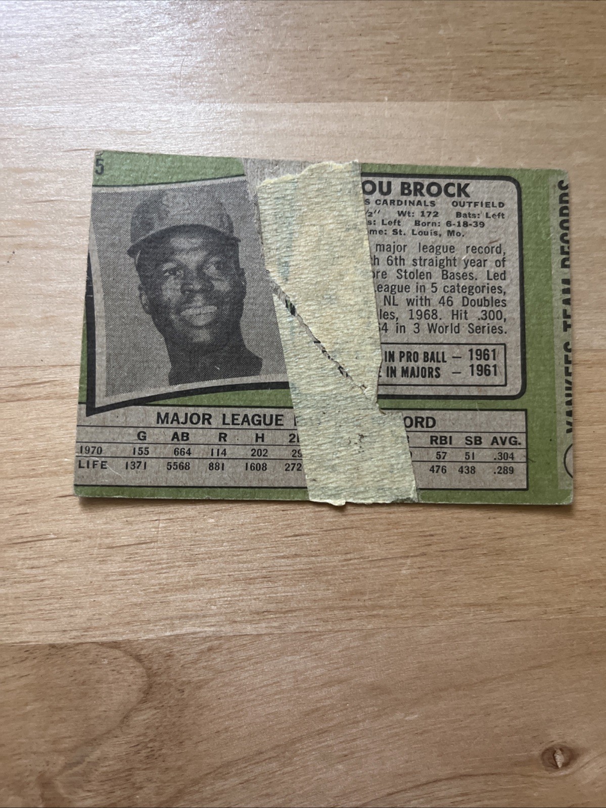 1971 Topps #625 Lou Brock St Louis Cardinals HOF Low Grade Card Factory Miscut