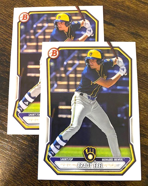 Brady Ebel – 2026 Bowman Prospects – Rookie – BP-142 – Brewers – TWO CARDS