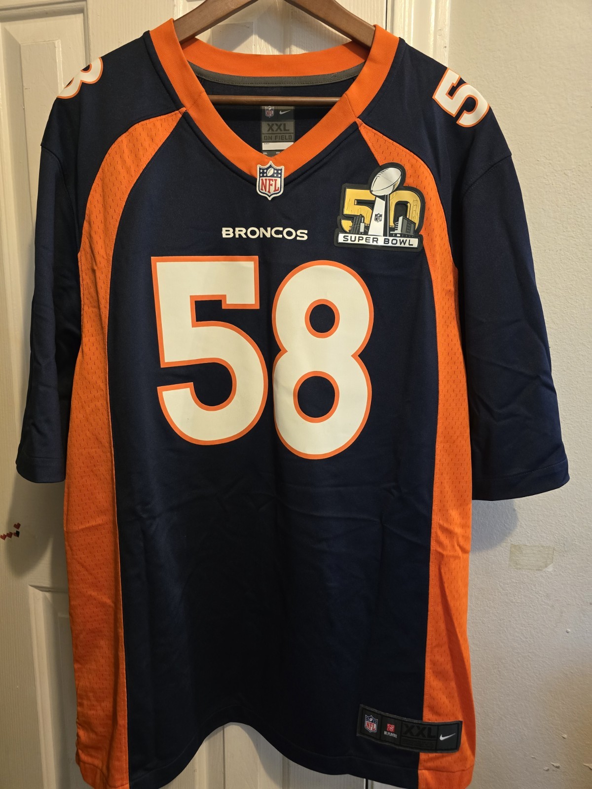 Nike Denver Broncos Von Miller #58 NFL Jersey Super Bowl 50 XXL Navy/Orange