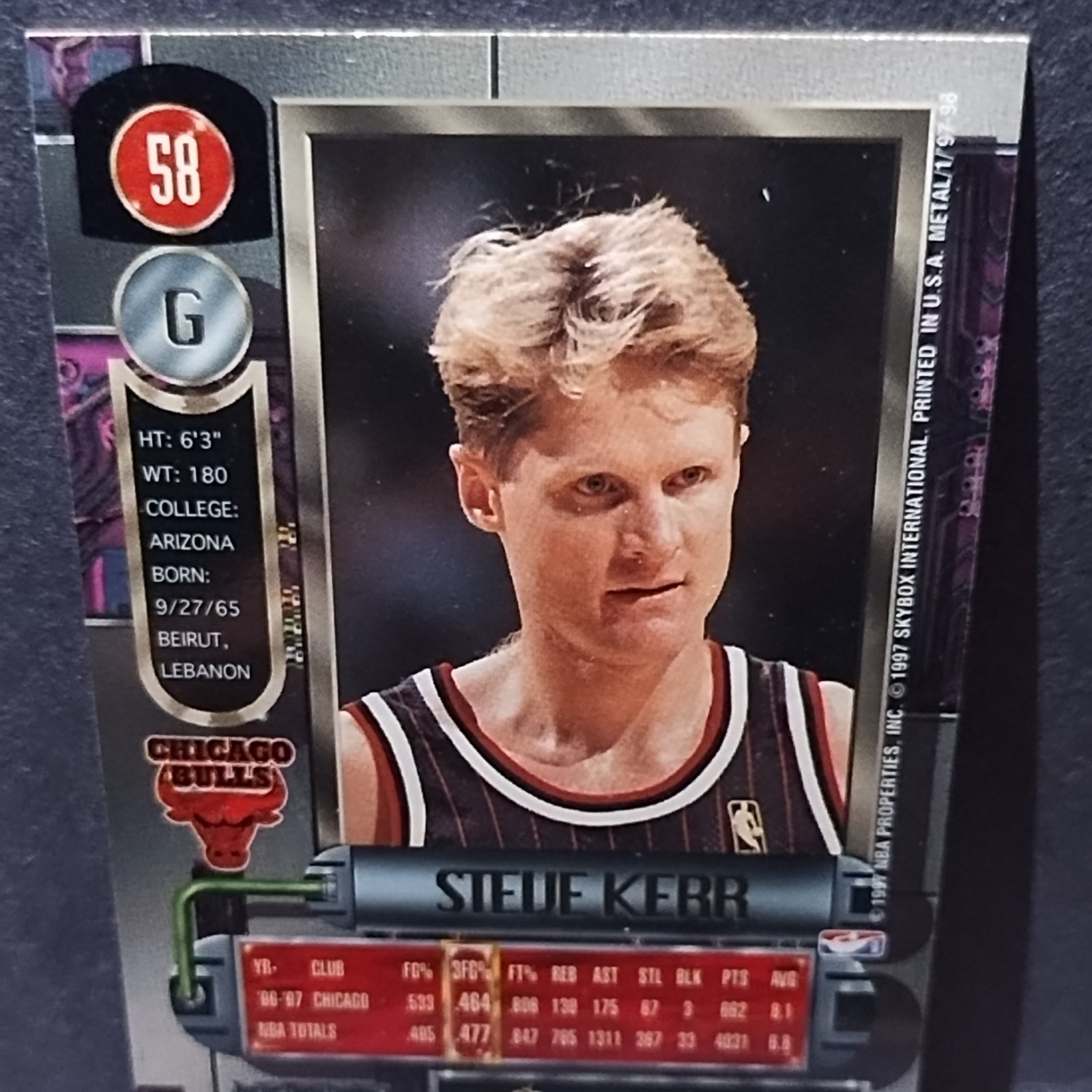 1997-98 Skybox Metal Universe Steve Kerr #58 Chicago Bulls NBA Vintage