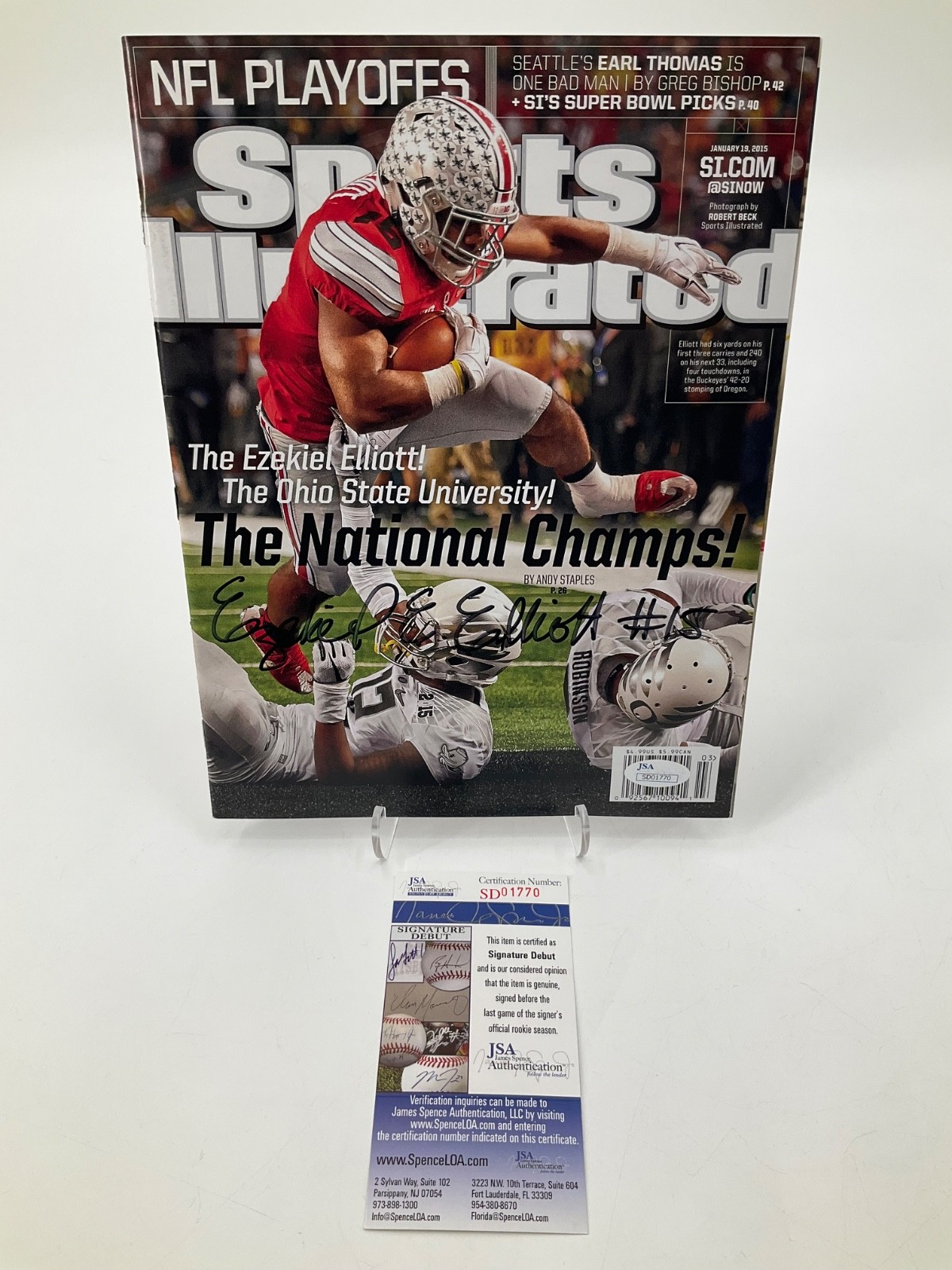 EZEKIEL ELLIOTT SIGNED OHIO STATE BUCKEYES SPORTS ILLUSTRATED MAGAZINE JSA COA