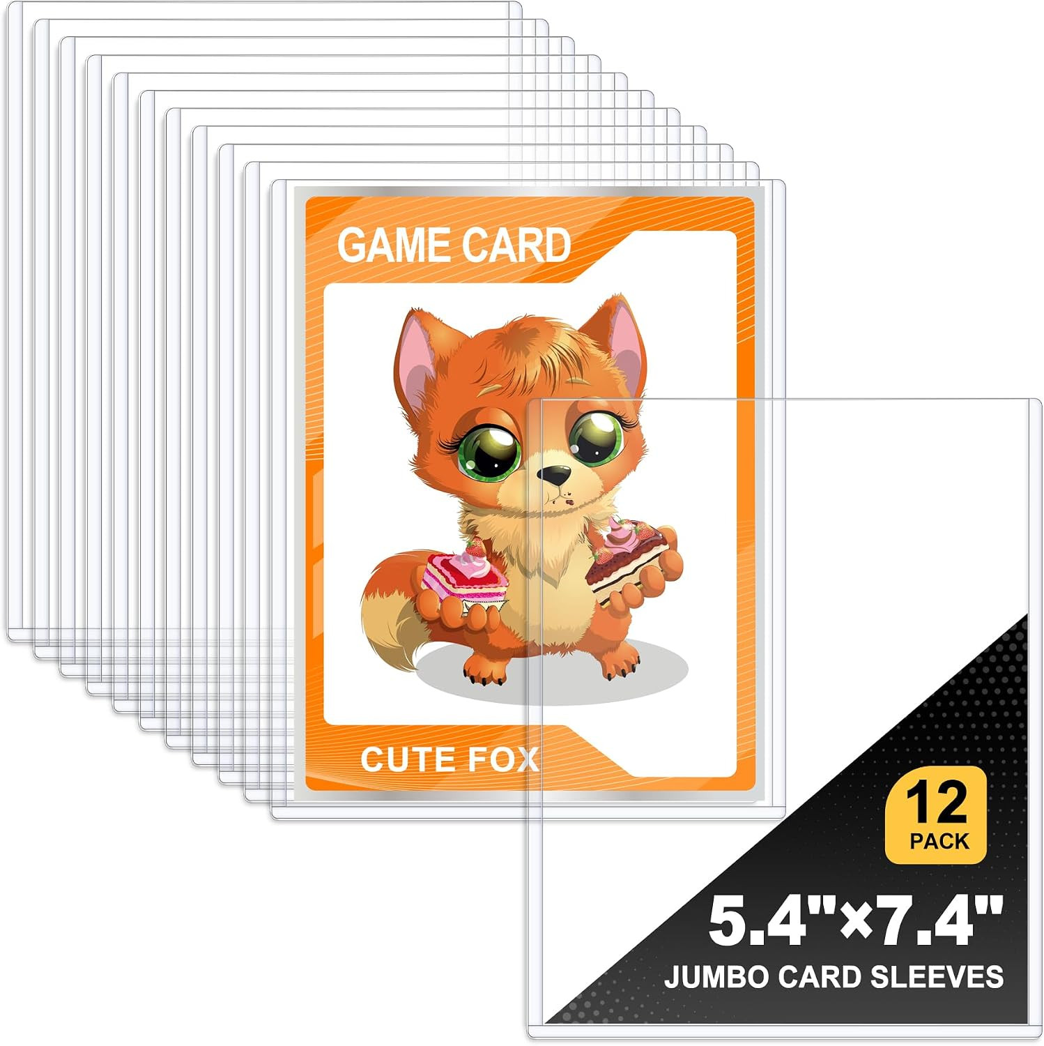 12 Pack 5.4″ X 7.4″ Jumbo Card Sleeves Size L, Clear Hard Plastic