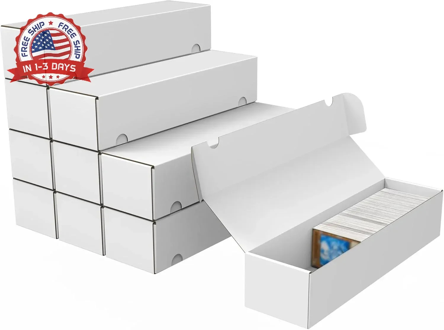 Trading Card Storage Box, 10-Pack 1100 Count White Corrugated Cardboard Bulk Spo